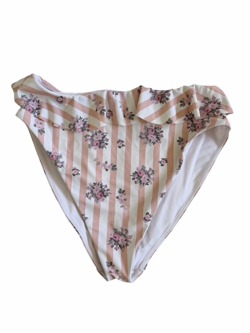 Show Me Your Mumu Pink and Cream Floral Ruffle Bikini Bottoms
